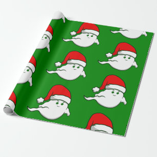 Papel De Presente Fantasma de Natal feio assustador verde assustador