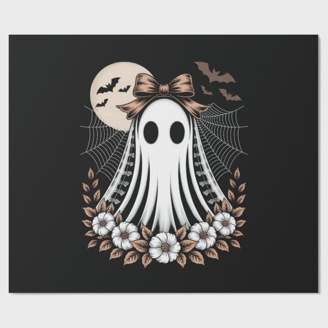 Papel De Presente Fantasma de Renda Vintage Halloween (Aberto)