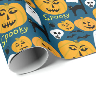 Papel De Presente Fantasma Encantador do Halloween Pumpkins Spooky