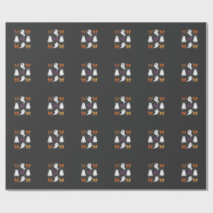 Papel De Presente Fantasma Fofo com Laços Design de Halloween_1