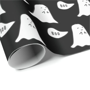 Papel De Presente Fantasma Fofo Diz Boo Padrão Halloween
