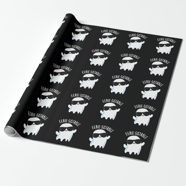 Papel De Presente Fantasma Funny Engraçado Irritável Escuro BG (Desenrolado)