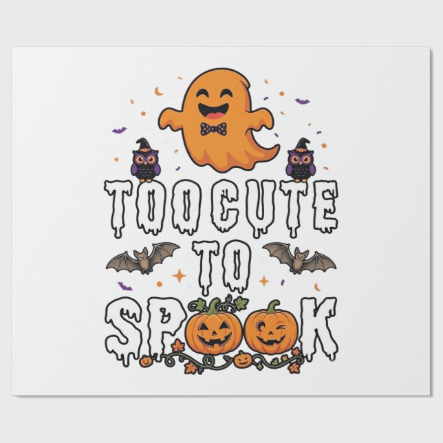 Papel De Presente Fantasma Laranja de Halloween Morcego Abóboras Mui (Aberto)