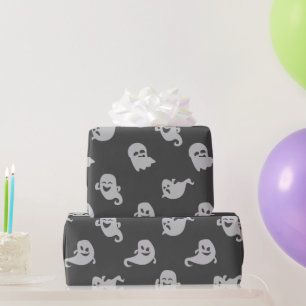 Papel De Presente Fantasmagórico Cinza Claro Cinza Escuro Halloween