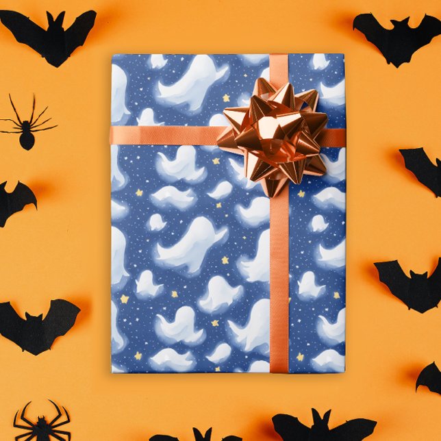 Papel De Presente Fantasmagórico Fantasma Halloween Noite Estrelada  (Criador carregado)