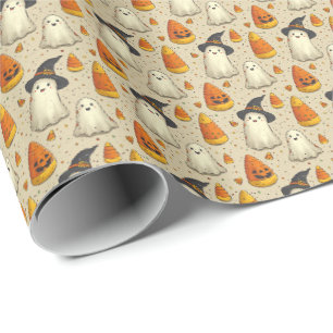 Papel De Presente Fantasmagóricos adoráveis de Halloween 