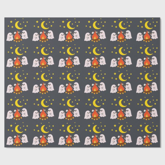 Papel De Presente Fantasmas bonitos amigos para o Halloween (Aberto)
