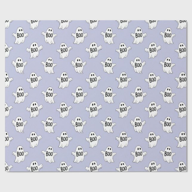 Papel De Presente Fantasmas Boo Roxo Padrão de Halloween (Aberto)