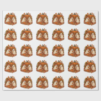 Papel De Presente Fantasmas de Halloween Fofos Abóbora Piquenique As