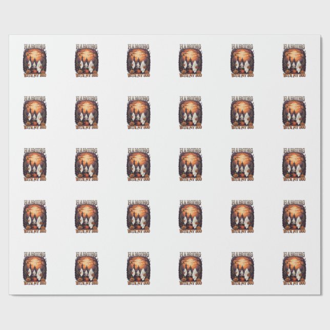Papel De Presente Fantasmas de Halloween Pendurados Abóboras Lua Che (Aberto)