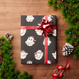 Papel De Presente Fantasmas e Luzes da Linda Vintagem de Natal