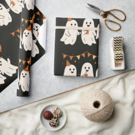 Papel De Presente Fantasmas Fofos de Halloween Parte
