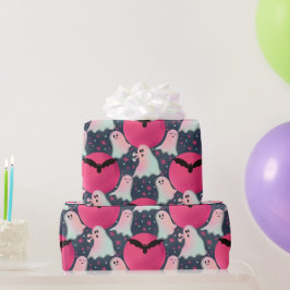 Papel De Presente Fantasmas não tão assustadores rosa