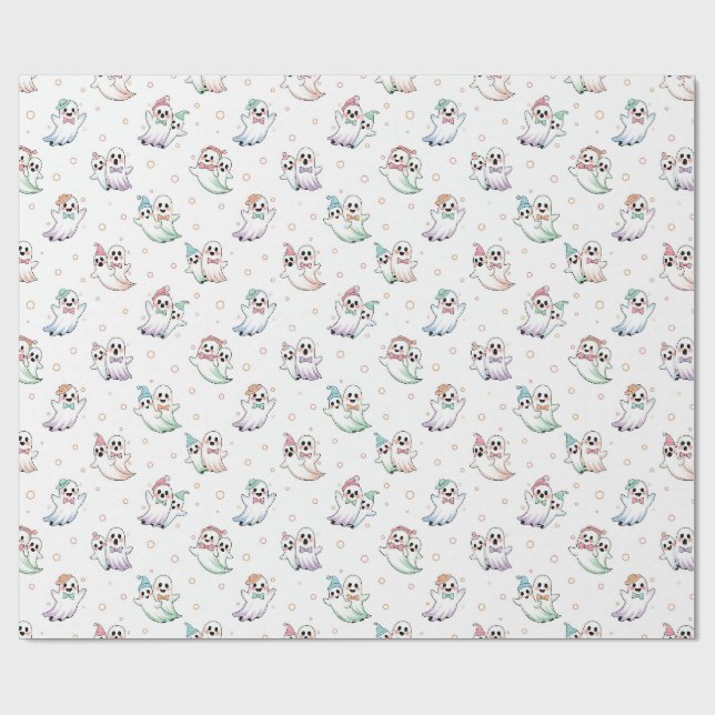 Papel De Presente Fantasminhas Lindos Gravatas Borboleta Chapéus Hal (Aberto)