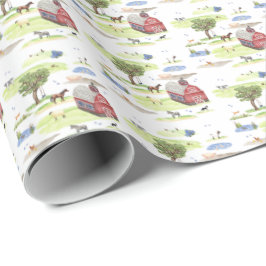 Papel De Presente Farm Animal Toile (Original Colors)