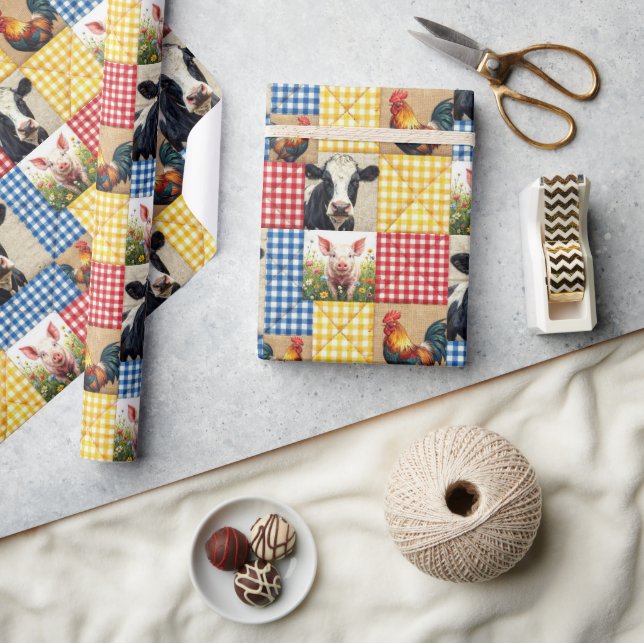 Papel De Presente Farm Animals Quilt Pattern (Artesanato)