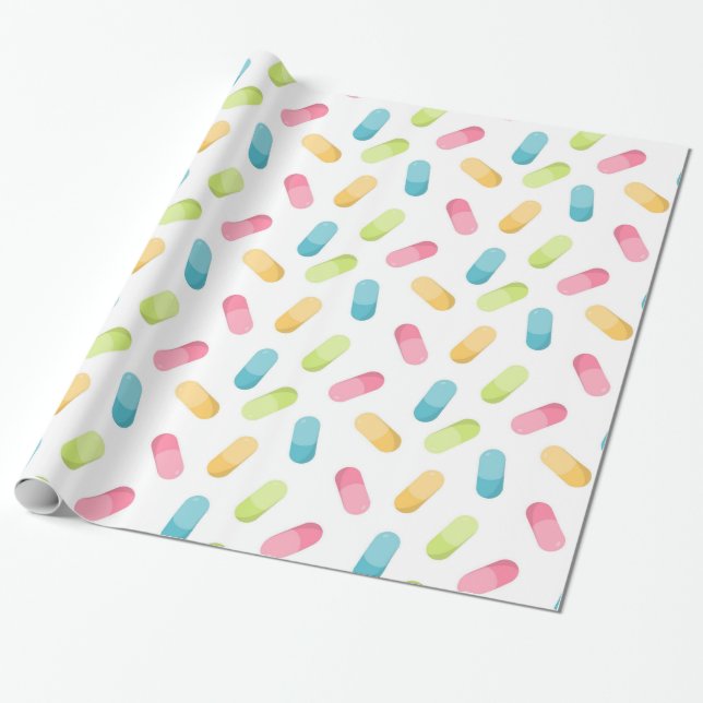 Papel De Presente Farmácia Pílulas Coloridas (Desenrolado)
