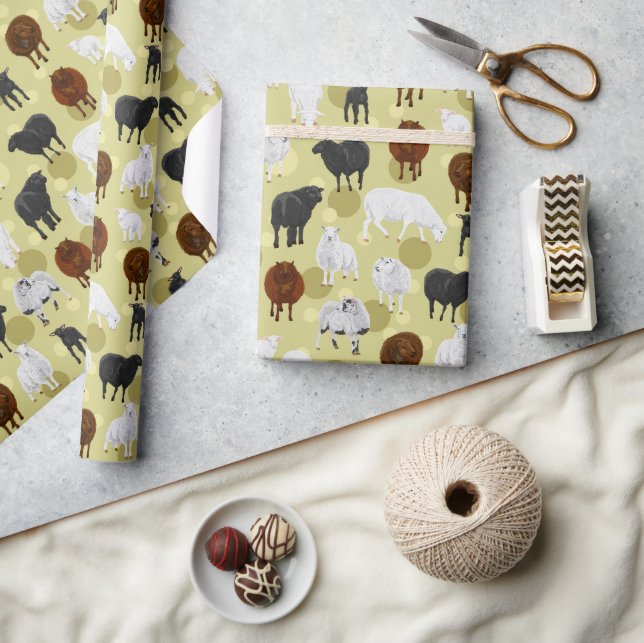 Papel De Presente Farmador de padrões de carneiros de carneiros liso (Artesanato)