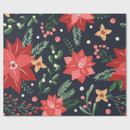 Papel De Presente Farmhouse Christmas Floral and Greenery
