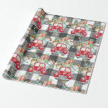 Papel De Presente Farmhouse Christmas Vintage Red caminhão e xadrez<br><div class="desc">Coleção de Natal da FarmhouseVintage Red Christmas Tree Truck apresentando um bonitinho manon de neve um fundo de Xadrez de Buffalo.</div>