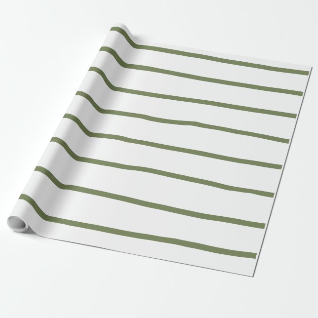 Papel De Presente Farmhouse Green Striped (Desenrolado)