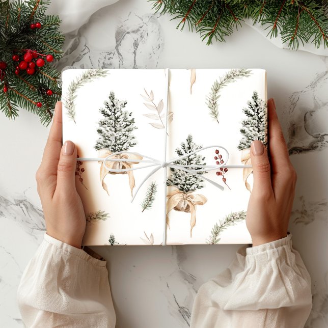 Papel De Presente Farmhouse Pine Russo Natal (Criador carregado)