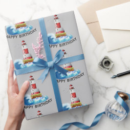 Papel De Presente Farol de Aniversário com Onda