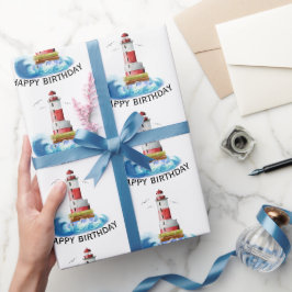 Papel De Presente Farol de Aniversário com Onda