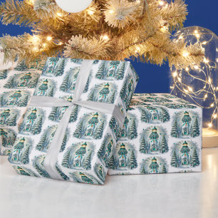Papel De Presente Farol de Natal Festivo em azulejos