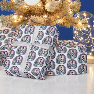 Papel De Presente Farol de Natal Festivo em Azulejos