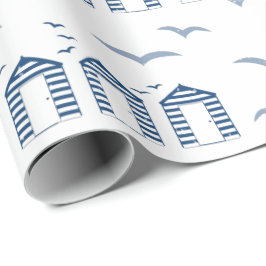 Papel De Presente Farol e Algodão de Praia Azul Branco Náutico