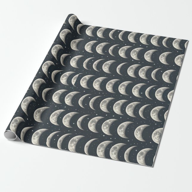 Papel De Presente Fase da Lua Celestial (2) (Desenrolado)