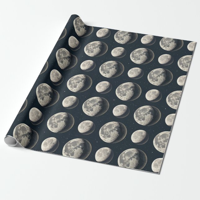 Papel De Presente Fase da Lua Celestial (3) (Desenrolado)