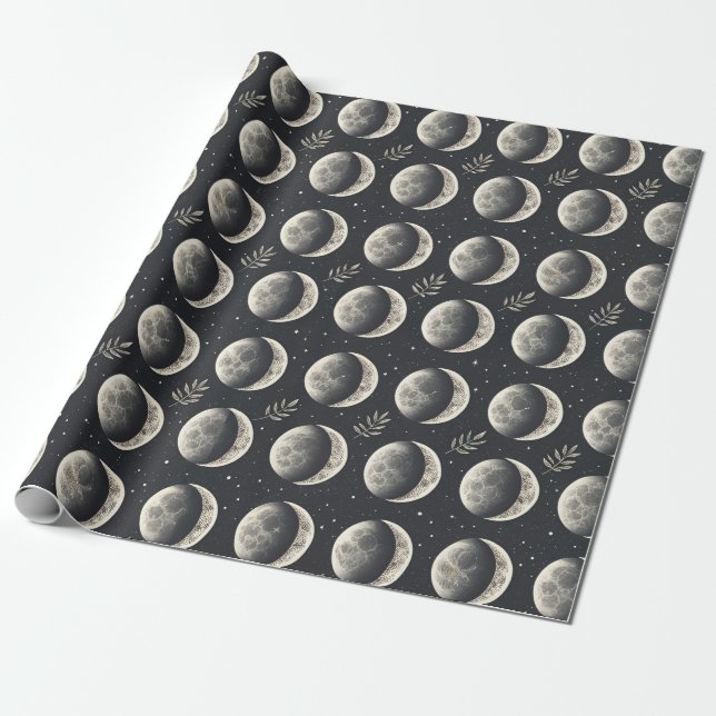 Papel De Presente Fase da Lua Celestial (6) (Desenrolado)