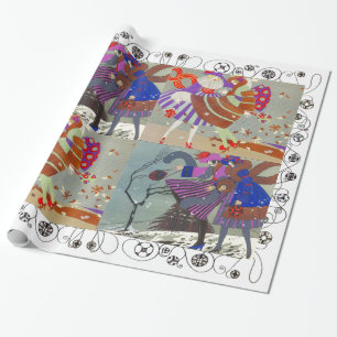 PAPEL DE PRESENTE FASHÃO DA BELEZA DO DECO DE ARTE INFERIOR E INFERI