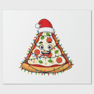 Papel De Presente Fatia de Pizza de Natal com Chapéu de Papai Noel p