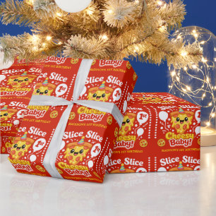 Papel De Presente Fatia Fatia Pizza Queijosa do Bebê 1º Aniversário