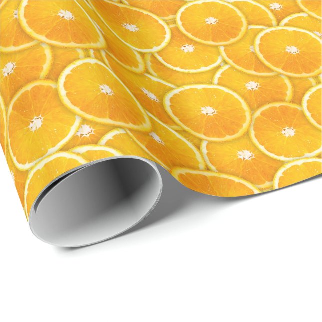 Papel De Presente Fatias de laranja (Ponta do rolo)