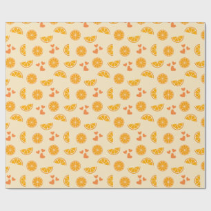 Papel De Presente Fatias e Corações Laranja