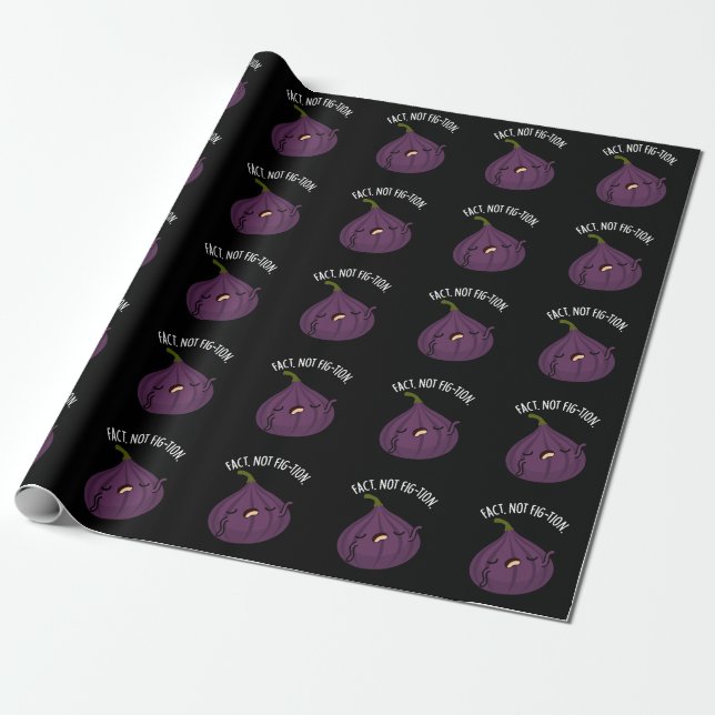 Papel De Presente Fato que não é fig-ção engraçado Fig Pun Dark BG (Desenrolado)