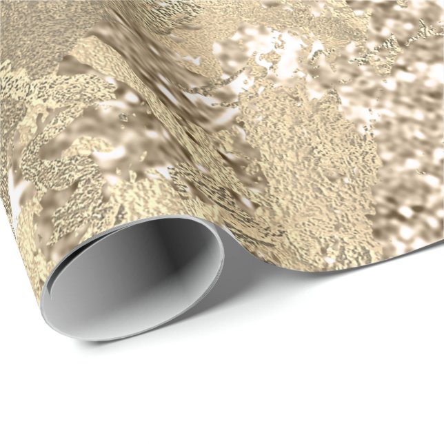 Papel De Presente Faux Champaigne Rosa Dourado Marble Metallic Sparl (Ponta do rolo)