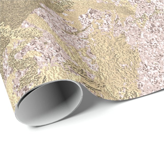 Papel De Presente Faux Champaigne Rosa Dourado Marble Metalory (Ponta do rolo)