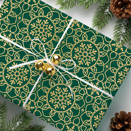 Papel De Presente Faux Dourado Verde Faux Faux Faux de Natal elegant