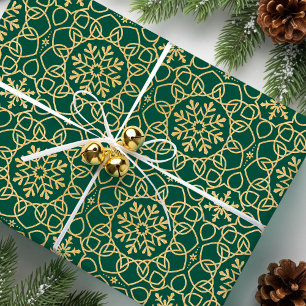 Papel De Presente Faux Dourado Verde Faux Faux Faux de Natal elegant
