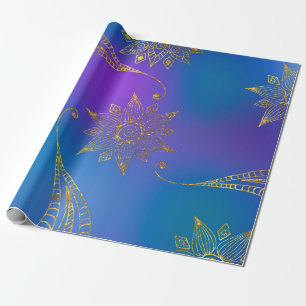 Papel De Presente Faux Gold Foil Arabe Bollywood