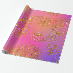 Papel De Presente Faux Gold Foil Arabe Bollywood