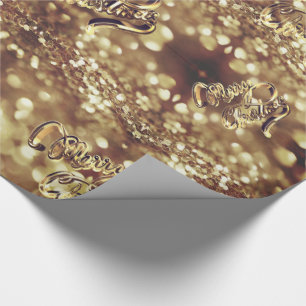 Papel De Presente Faux Gold Foil Script Chic no Natal