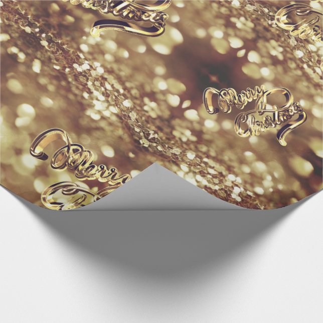Papel De Presente Faux Gold Foil Script Chic no Natal (Ponta)