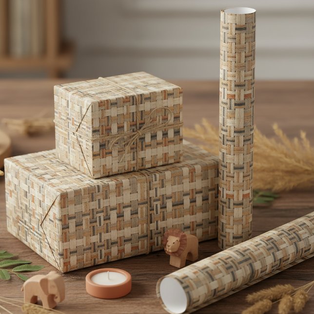 Papel De Presente Faux Grasscloth Geometric Weave Pat#3 ID1271 (Criador carregado)