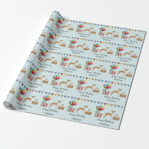 Papel De Presente Fawn e Branco Italiano Greyhound Aniversário Color